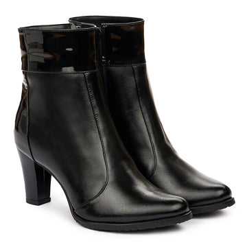Botine dama elegante din piele naturala neagra 913